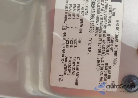 2006 GMC Yukon Denali из США, поврежденный, VIN 1GKEK63U96J133736